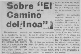 Sobre "El camino del Inca"  [artículo] Oriel Alvarez G.