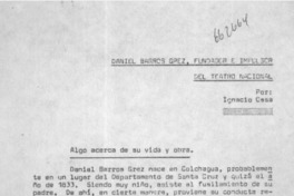 Daniel Barros Grez, fundador e impulsor del teatro nacional  [artículo] Ignacio Ossa.