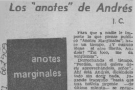 Los "anotes" de Andrés  [artículo] J.C.