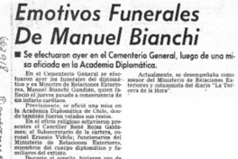 Emotivos funerales de Manuel Bianchi.  [artículo]