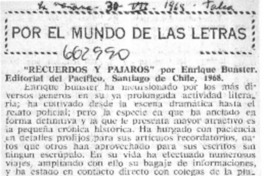 Recuerdos y pájaros  [artículo]