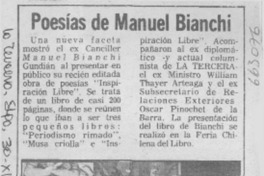 Poesías de Manuel Bianchi. Poesías de Manuel Bianchi.