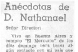 Anécdotas de D. Nathanael Anécdotas de D. Nathanael