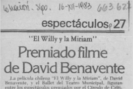 Premiado filme de David Benavente.  [artículo]