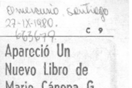 Apareció un nuevo libro de Mario Cánepa G. Apareció un nuevo libro de Mario Cánepa G.