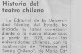 Historia del teatro chileno Historia del teatro chileno