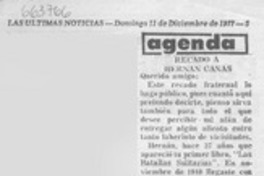 Recado a Hernán Cañas Recado a Hernán Cañas