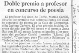 Doble premio a profesor en concurso de poesía. Doble premio a profesor en concurso de poesía.