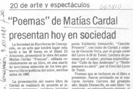 "Poemas" de Matías Cardal presentan hoy en sociedad. "Poemas" de Matías Cardal presentan hoy en sociedad.