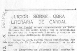 Juicios sobre obra literaria de Cardal