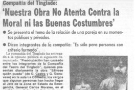 "Nuestra obra no atenta contra la moral ni las buenas costumbres". "Nuestra obra no atenta contra la moral ni las buenas costumbres".