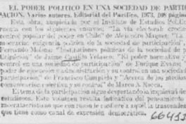 El Poder político en una sociedad de participación. El Poder político en una sociedad de participación.