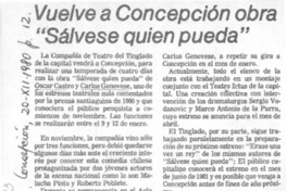 Vuelve a Concepción obra "Sálvese quien pueda". Vuelve a Concepción obra "Sálvese quien pueda".