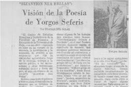 Visión de la poesía de Yorgos Seferis Visión de la poesía de Yorgos Seferis