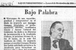 Bajo palabra.  [artículo]