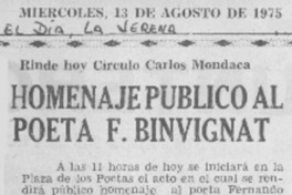 Homenaje público al poeta F. Binvignat. Homenaje público al poeta F. Binvignat.