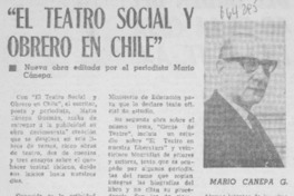 El teatro social y obrero en Chile". El teatro social y obrero en Chile".