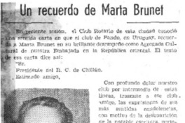 Un recuerdo de Marta Brunet. Un recuerdo de Marta Brunet.