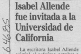 Isabel Allende fue invitada a la Universidad de California. Isabel Allende fue invitada a la Universidad de California.