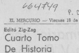 Cuarto tomo de Historia de Chile. Cuarto tomo de Historia de Chile.