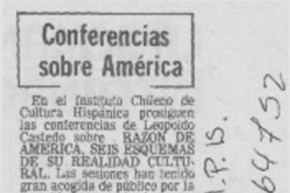 Conferencias sobre América. Conferencias sobre América.