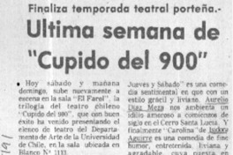 Última semana de "Cupido del 900".  [artículo]