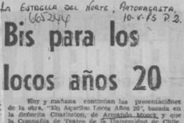 Bis para los locos años 20.  [artículo]