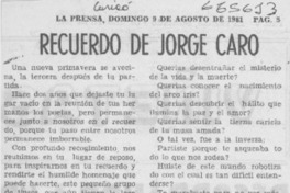 Recuerdo de Jorge Caro. Recuerdo de Jorge Caro.