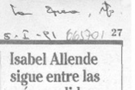 Isabel Allende sigue entre las más vendidas. Isabel Allende sigue entre las más vendidas.