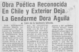 Obra poética renonocida en Chile y exterior deja la Gendarme Dora Aguila Obra poética renonocida en Chile y exterior deja la Gendarme Dora Aguila