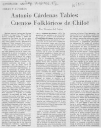 Antonio Cárdenas Tabies: cuentos folklóricos de Chiloé Antonio Cárdenas Tabies: cuentos folklóricos de Chiloé