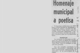 Homenaje municipal a poetisa.