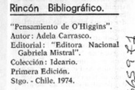 Pensamiento de O'Higgins".  [artículo]