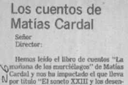 Los cuentos de Matías Cardal.  [artículo]