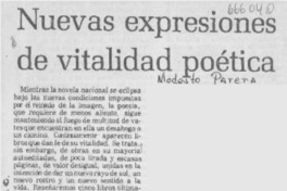 Nuevas expresiones de vitalidad poética Nuevas expresiones de vitalidad poética