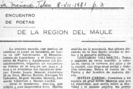 Encuentro de poetas de la región del Maule  [artículo] Amparo Pozo Donoso.