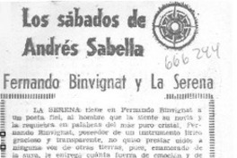 Fernando Binvignat y La Serena. Fernando Binvignat y La Serena.