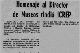 Homenaje al director de museos rindió ICREP. Homenaje al director de museos rindió ICREP.