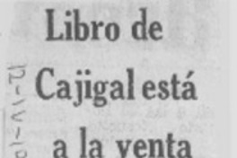 Libro de Cajigal está a la venta.