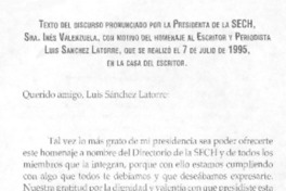 Texto del discurso pronunciado por la Presidenta de la SECH...