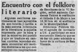 Encuentro con el folklore literario.