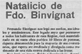 Natalicio de Fdo. Binvignat. Natalicio de Fdo. Binvignat.