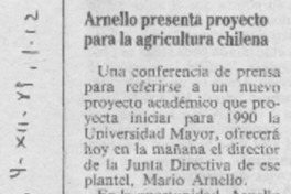 Arnello presenta proyecto para la agricultura chilena. Arnello presenta proyecto para la agricultura chilena.