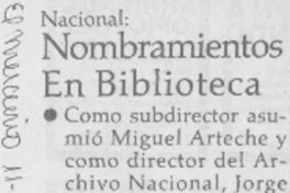 Nombramientos en biblioteca. Nombramientos en biblioteca.