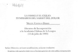 La Odisea y el exilio: itinerarios del saber y del dolor. La Odisea y el exilio: itinerarios del saber y del dolor.