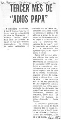 Tercer mes de "Adiós papá".  [artículo]