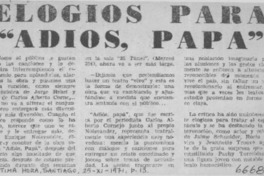 Elogios para "Adiós, papá".  [artículo]