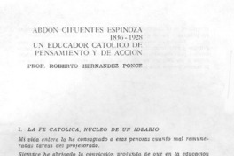 Abdón Cifuentes Espinoza 1836-1928, un educador católico de pensamiento y de acción Abdón Cifuentes Espinoza 1836-1928, un educador católico de pensamiento y de acción