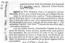 Naturaleza, paz, igualdad  [artículo] Cándido.