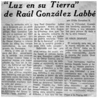 "Luz en su tierra" de Raúl González Labbé